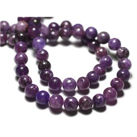 Thread 39cm approx 47pc - Stone Beads - Purple Lepidolite Balls 8mm 