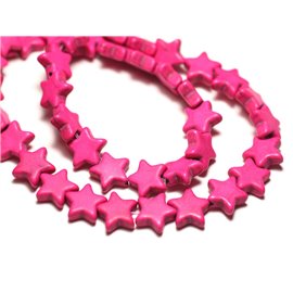 Filo 39 cm 38 pz circa - Perline di pietra turchese Stella ricostituita 12 mm Rosa neon 