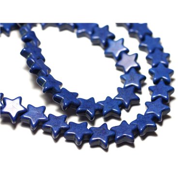 Fil 39cm 38pc env - Perles de Pierre Turquoise Synthèse Reconstituée Étoiles 12mm Bleu Nuit Roi 