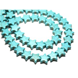 Fil 39cm 38pc env - Perles de Pierre Turquoise Synthèse Reconstituée Étoiles 12mm Bleu Turquoise