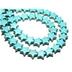 Fil 39cm 38pc env - Perles Pierre Turquoise Synthèse Reconstituée Etoiles 12mm Bleu Turquoise