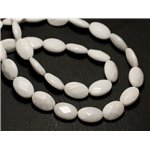 Fil 39cm 26pc env - Perles de Pierre - Jade Ovales Facettés 14x10mm Blanc 