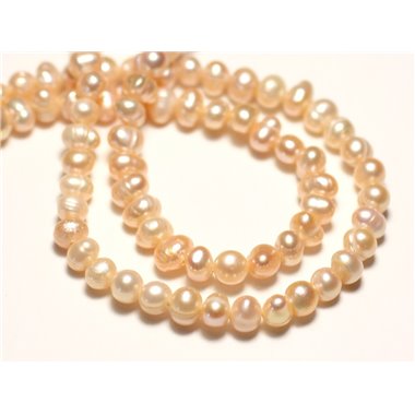 Fil 35cm 78pc env - Perles culture eau douce Boules 4-5mm Rose clair pastel irisé 