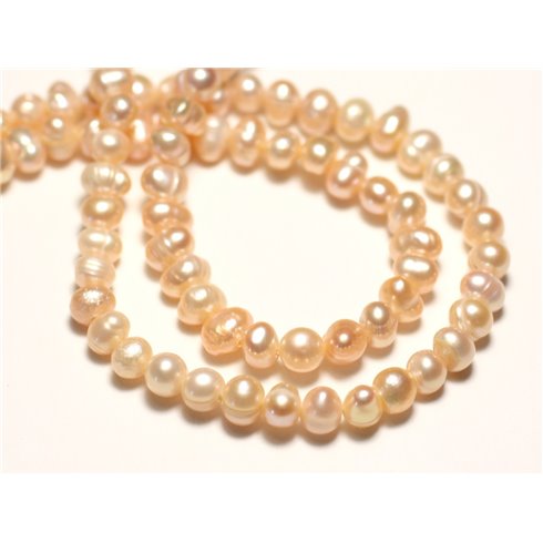 Fil 35cm 78pc env - Perles culture eau douce Boules 4-5mm Rose clair pastel irisé 