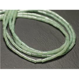 Filo 39 cm circa 90 pz - Perline di pietra - Tubi avventurina verde 4x2 mm 