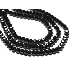 Thread 39cm approx 88pc - Stone Beads - Black Spinel Faceted Rondelles 6x4mm 