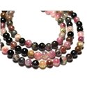 Fil 39cm 70pc env - Perles de Pierre - Tourmaline Multicolore Boules 5-6mm 