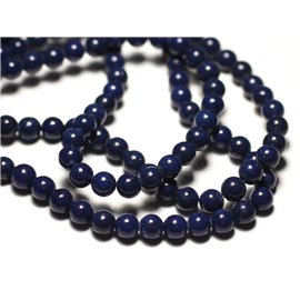 Thread 39cm 67pc approx - Stone Beads - Jade Balls 6mm Navy Blue Night 