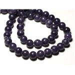 Fil 39cm 49pc env - Perles de Pierre - Jade Boules 8mm Bleu violet indigo 