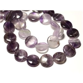 Thread 39cm approx 25pc - Stone Beads - Amethyst Palets 16mm 