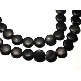 Rijg 39cm circa 25st - Stenen kralen - Mat zwart geschuurd mat onyx Paletten 16 mm 