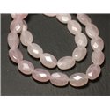 Fil 39cm 28pc env - Perles de Pierre - Quartz rose Ovales Facettés 14x10mm