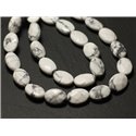 Fil 39cm 32pc env - Perles de Pierre - Howlite Ovales Facettés 14x10mm 