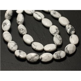 Thread 39cm 32pc approx - Stone Beads - Howlite Faceted Oval 14x10mm 