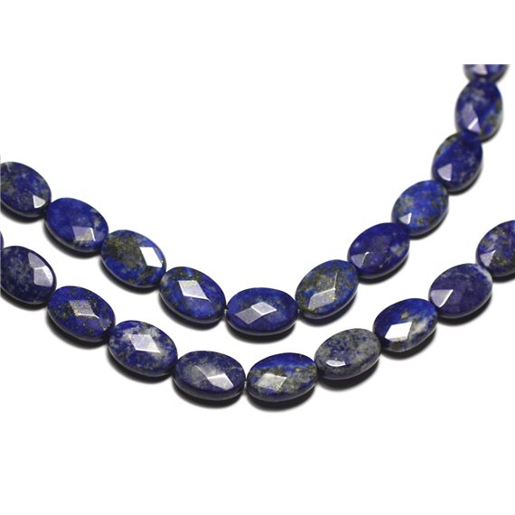 Fil 39cm 32pc env - Perles de Pierre - Lapis Lazuli Ovales Facettés 14x10mm 