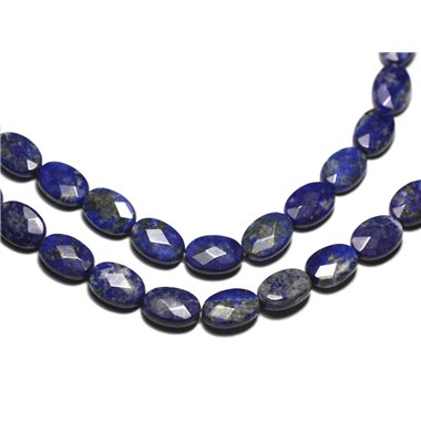 Fil 39cm 32pc env - Perles de Pierre - Lapis Lazuli Ovales Facettés 14x10mm 