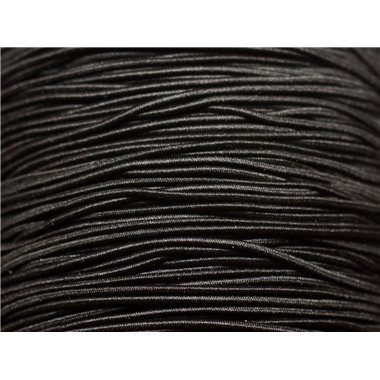 Bobine 100 mètres env - Fil Cordon Tissu Elastique Nylon 1mm Noir 