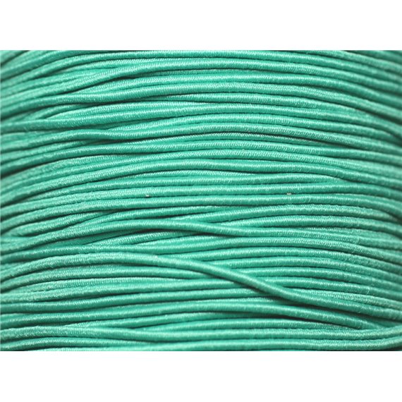 Bobine 100 mètres env - Fil Cordon Tissu Elastique 1mm Vert Turquoise Emeraude 