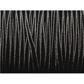Carrete de aproximadamente 45 metros - Cordón de cordón de tela de satén negro Soutache 2.5 mm 