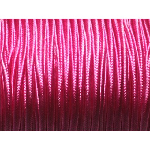 Bobine 45 mètres env - Cordon Lanière Tissu Satin Soutache 2.5mm Rose Fuchsia 