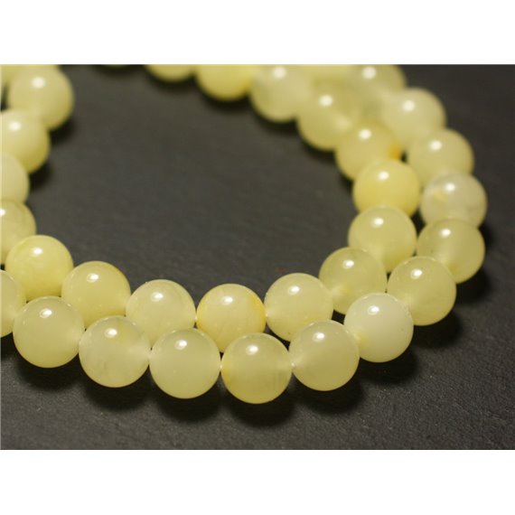 Fil 20cm 25pc env - Perles de Pierre Ambre naturelle Baltique Boules 8mm Jaune clair lait 