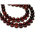 Fil 20cm 25pc env - Perles Pierre Ambre naturelle Baltique Boules 8mm rouge cerise noir