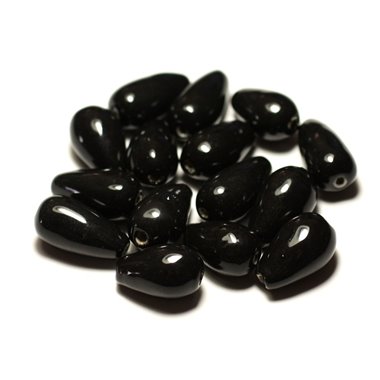 50pc - Perles Céramique Porcelaine Gouttes 21mm Noir 