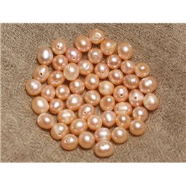 Fil 36cm 62pc env - Perles culture eau douce Boules Olives 5-7mm Rose clair pastel