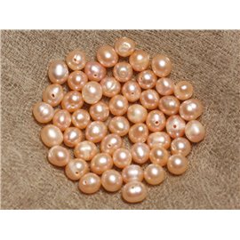 Thread 36cm 62pc approx - Pink freshwater cultured pearls Olive balls 5-7mm 