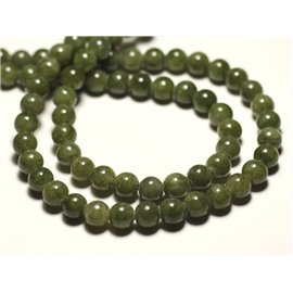 Hilo 39cm aprox 66pc - Cuentas de Piedra - Bolas de Jade 6mm Verde Caqui Claro 