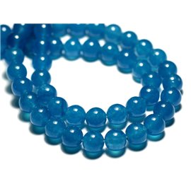 Hilo 39cm 62pc aprox - Cuentas de Piedra - Bolas de Jade 6mm Azul Celeste 