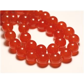 Hilo 39cm 32pc aprox - Cuentas de Piedra - Bolas de Jade 12mm Naranja 