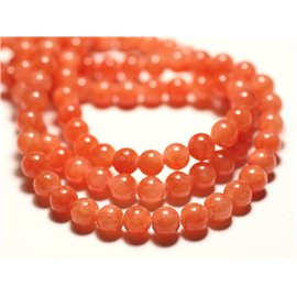 Thread 39cm 67pc approx - Stone Beads - Jade Balls 6mm Orange Pastel Mandarin 