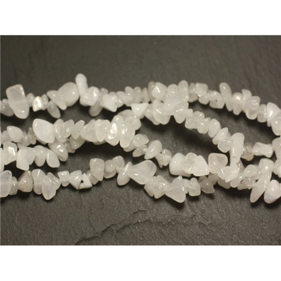 Fil 89cm 240pc env - Perles de Pierre - Jade blanche Rocailles Chips 5-10mm 