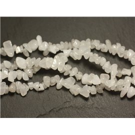 Filo 89 cm circa 240 pz - Perline di pietra - Chips Rocailles di giada bianca 5-10 mm 