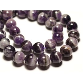 Thread 39cm 32pc approx - Stone Beads - Amethyst Chevron Balls 12mm 