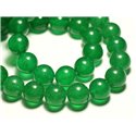 Fil 39cm 27pc env - Perles de Pierre - Jade Boules 14mm Vert Imperial Emeraude 