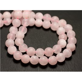 Thread 39cm approx 60pc - Stone Beads - Matte Pink Quartz Sanded Frosted Balls 6mm 