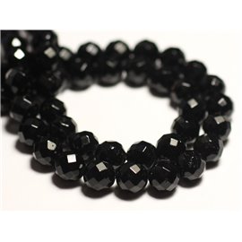 Thread 39cm approx 63pc - Stone Beads - Black Tourmaline Faceted Balls 6mm 