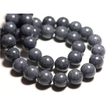 Fil 39cm 34pc env - Perles de Pierre - Jade Boules 12mm Gris Anthracite 