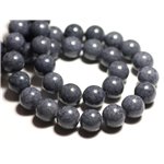 Fil 39cm 34pc env - Perles de Pierre - Jade Boules 12mm Gris Anthracite 