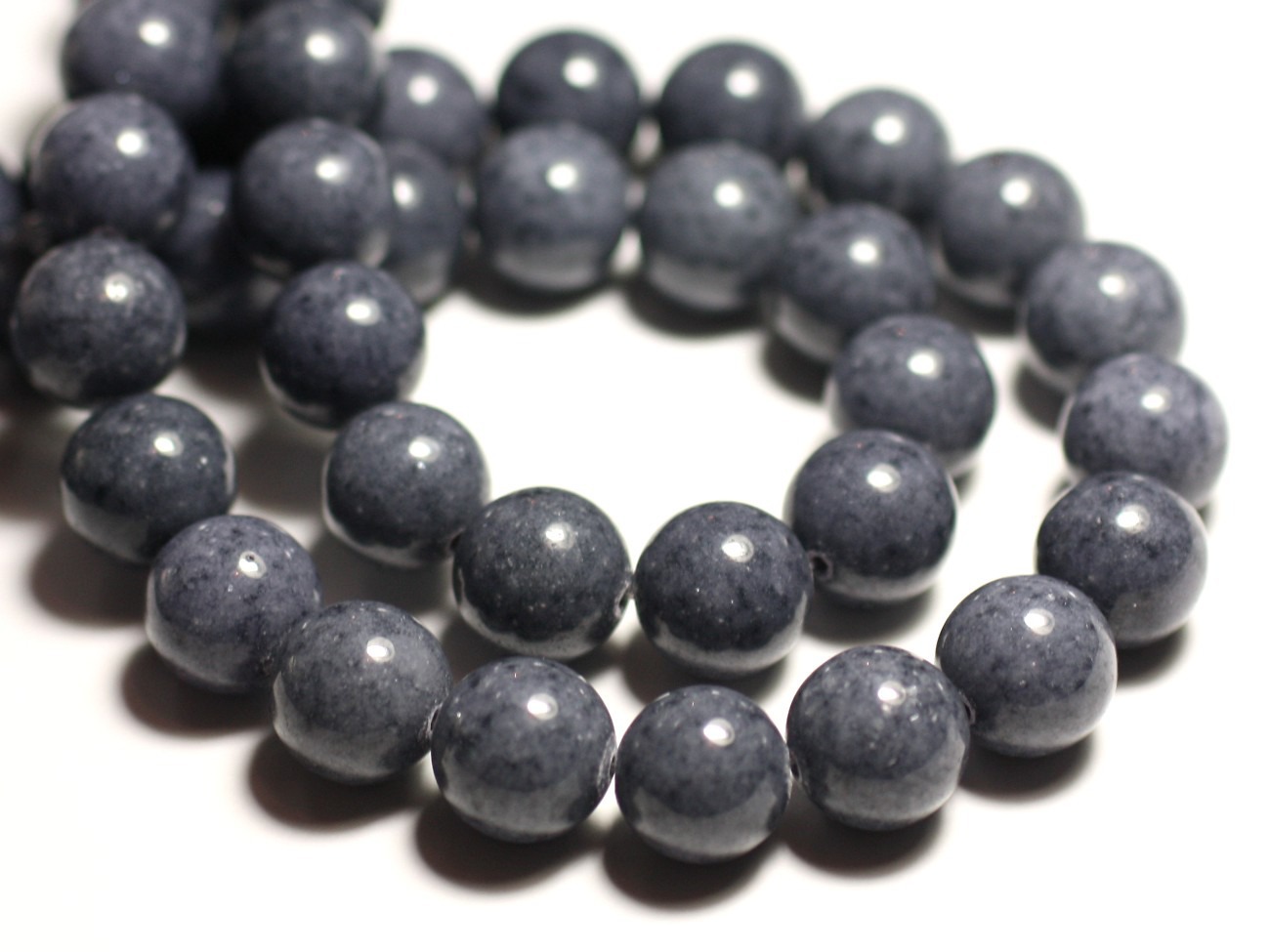 Fil 39cm 34pc env - Perles de Pierre - Jade Boules 12mm Gris Anthracite 