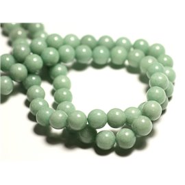 Hilo 39cm 52pc aprox - Cuentas de Piedra - Bolas de Jade 8mm Pastel almendra verde claro 