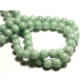 Thread 39cm 52pc approx - Stone Beads - Jade Balls 8mm Light green almond Pastel 