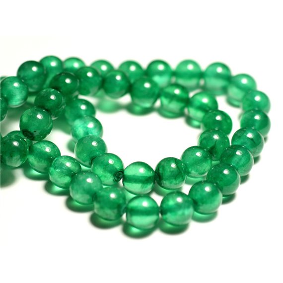 Fil 39cm 48pc env - Perles de Pierre - Jade Boules 8mm Vert Impérial Empire 