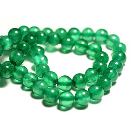 Thread 39cm 48pc approx - Stone Beads - Jade Balls 8mm Imperial Green Empire 
