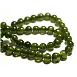 Fil 39cm 48pc env - Perles de Pierre - Jade Boules 8mm Vert Olive Kaki 