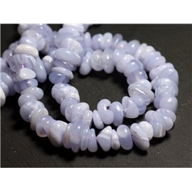 Thread 39cm approx 103pc - Blue Chalcedony Stone Beads Chips Palets 8-15mm Rings 