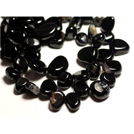 Thread 39cm 42pc approx - Stone Beads - Black Onyx Chips 8-16mm 