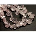 Fil 39cm 45pc environ - Perles Pierre - Quartz Rose Chips Ovales Gouttes 8-15mm Rose clair